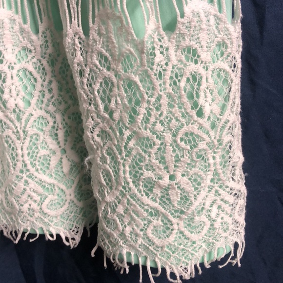 Lacey open knit Easter dress mint green white overlay sz 16 - Picture 6 of 15